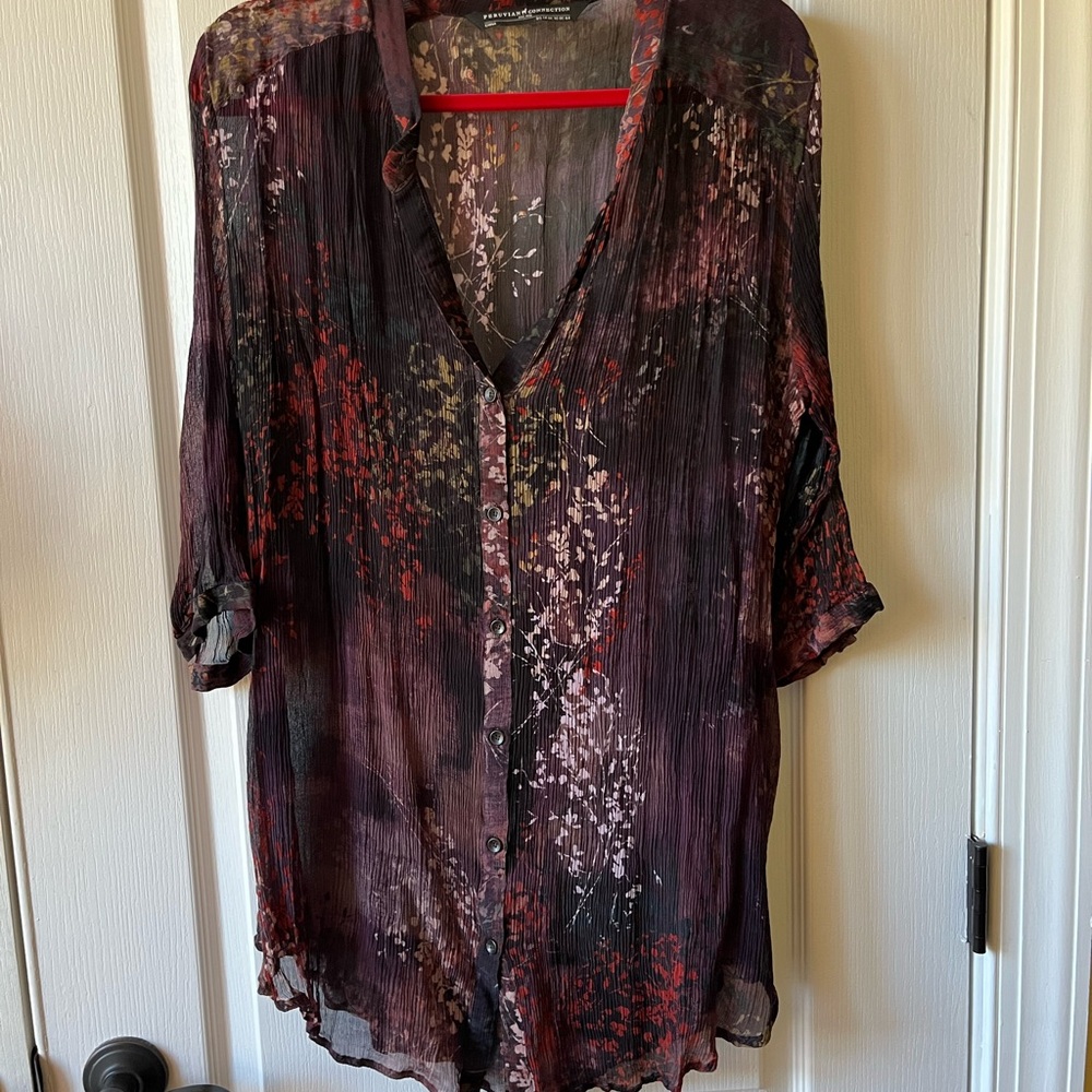 Peruvian Connection sheer tunic with camisole.